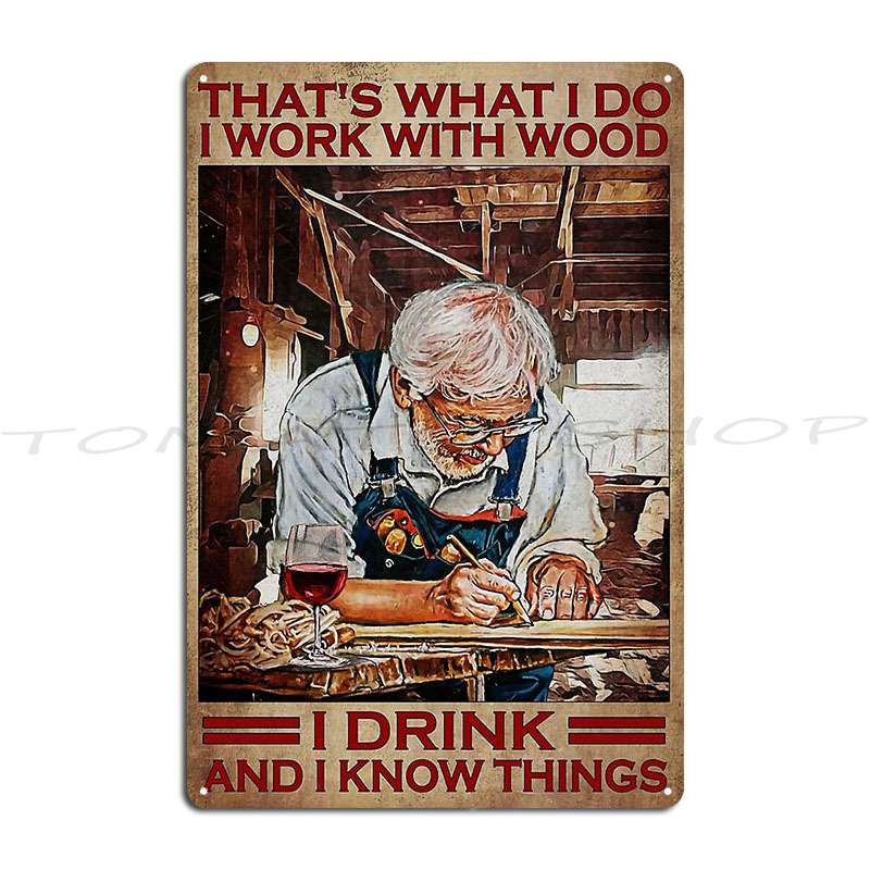 Woodworking Quotes Funny - Oude timmerman die wijn drinkt Houtbewerking