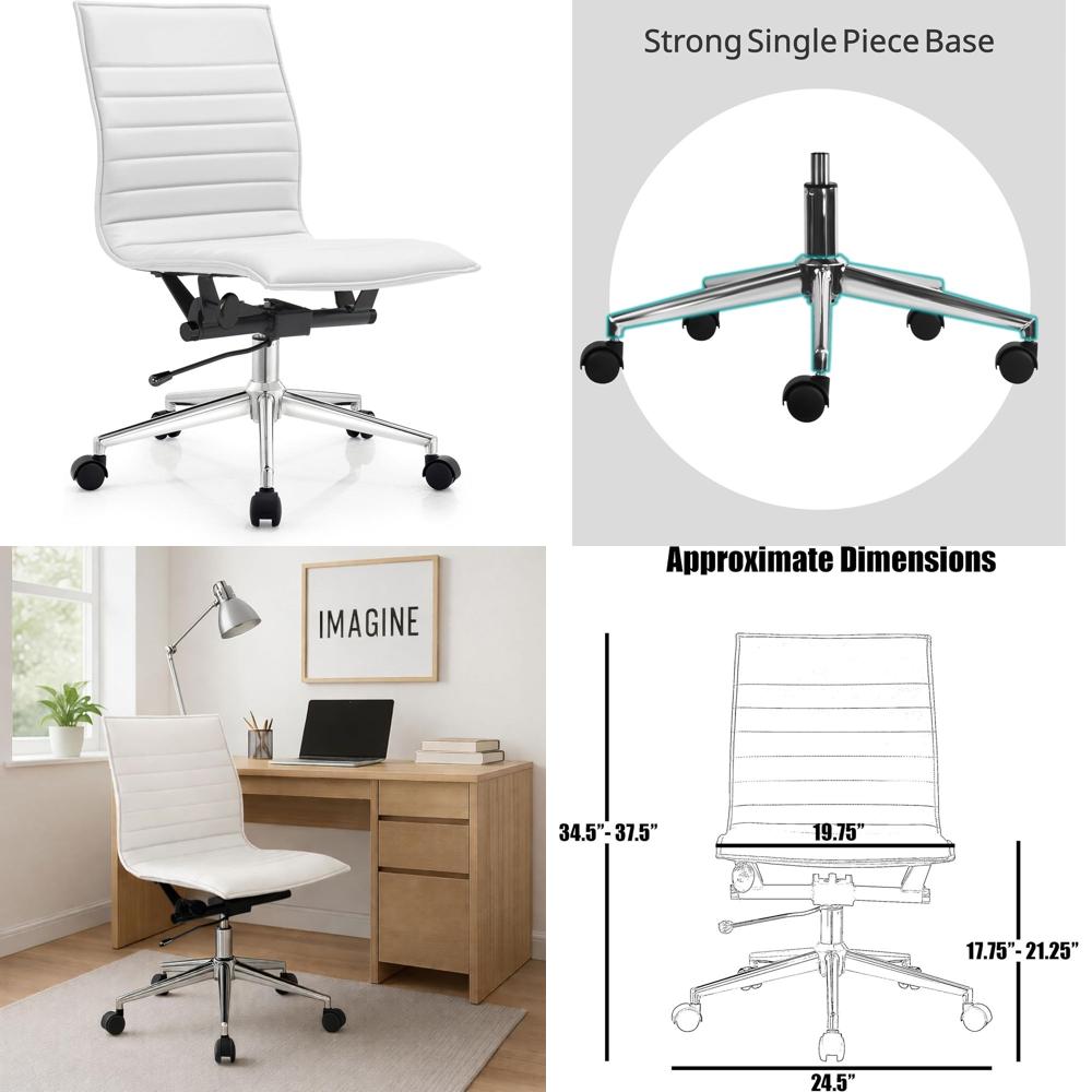 Woodworking Desk Chair - Gewatteerde bureaustoel van PU-leer met geribbelde