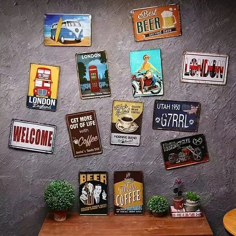 (2D Tin schilderij) Vintage 